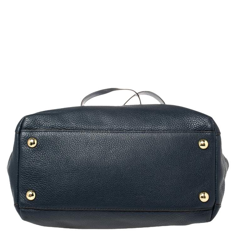 Pre Owned Michael Michael Kors Navy Blue Leather Harper Tote