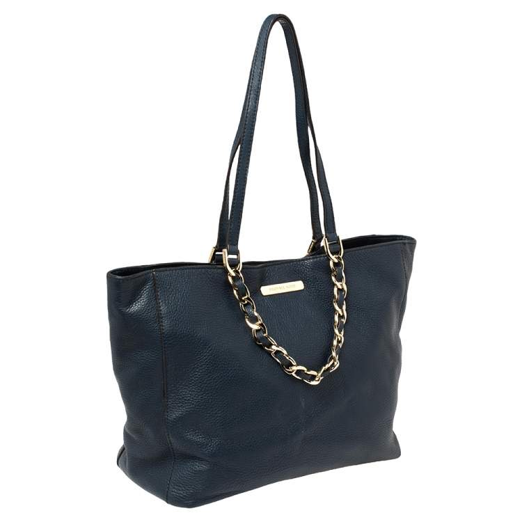 Pre Owned Michael Michael Kors Navy Blue Leather Harper Tote