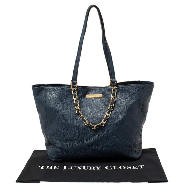 Pre Owned Michael Michael Kors Navy Blue Leather Harper Tote