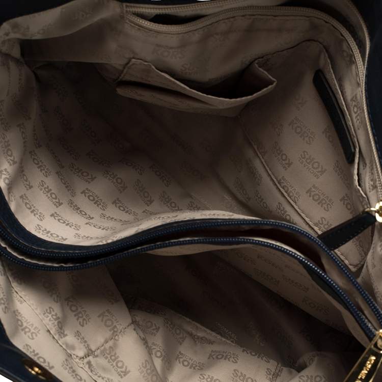 Pre Owned Michael Michael Kors Navy Blue Leather Harper Tote