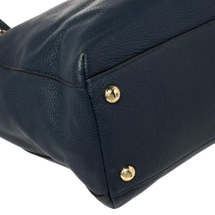 Pre Owned Michael Michael Kors Navy Blue Leather Harper Tote