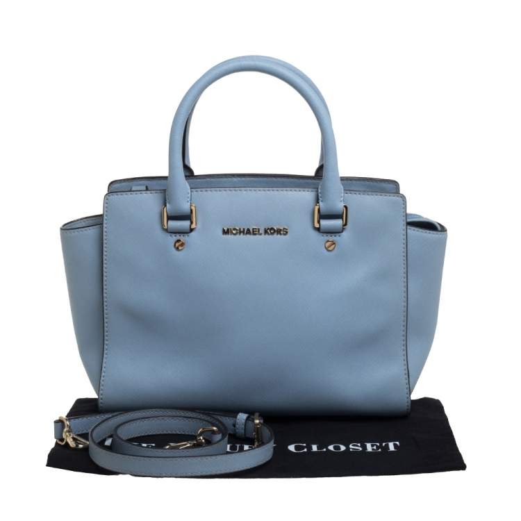 Pre Owned MICHAEL Michael Kors Blue Leather Medium Selma Satchel