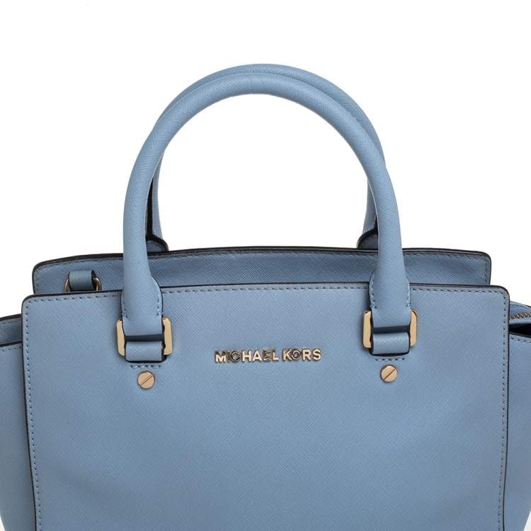 Pre Owned MICHAEL Michael Kors Blue Leather Medium Selma Satchel