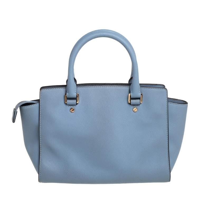 Pre Owned MICHAEL Michael Kors Blue Leather Medium Selma Satchel