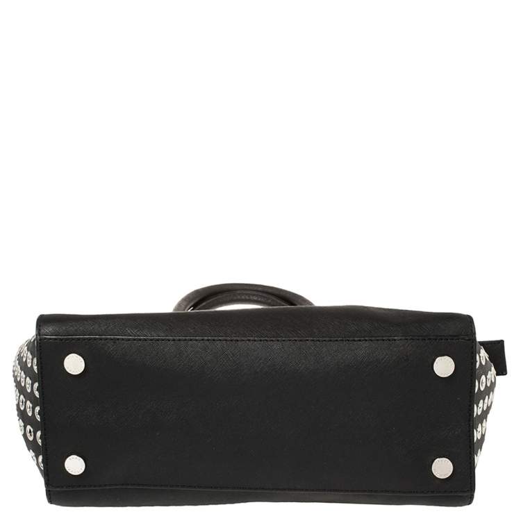 مملوكة مسبقًا Michael Michael Kors Black Leather Large Selma Eyelet Satchel