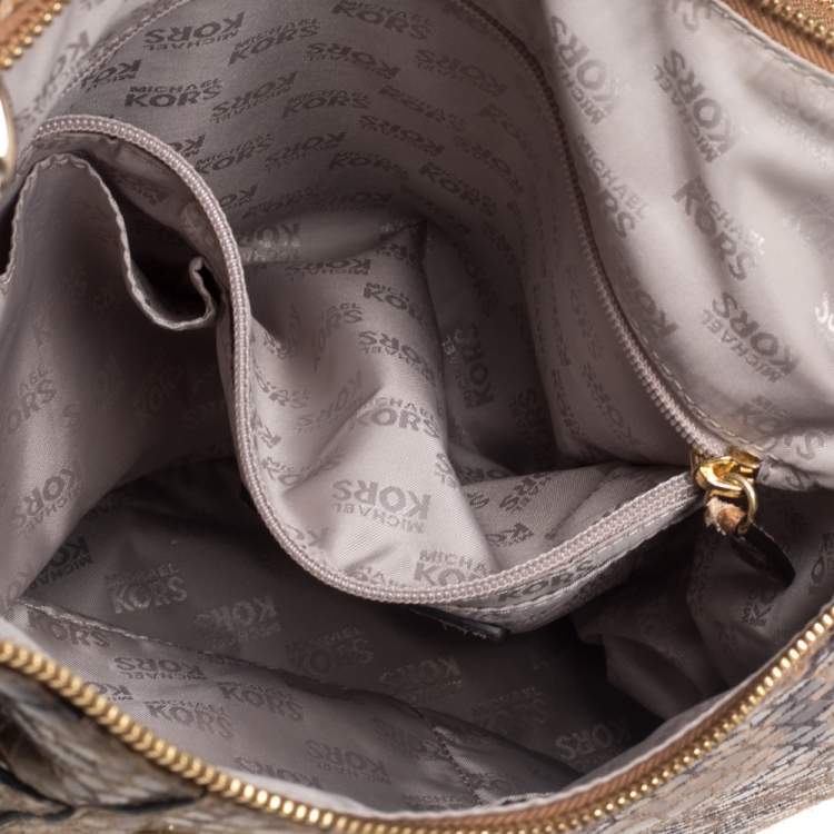 Pre Owned MICHAEL Michael Kors Brown Python Embossed Leather Hobo