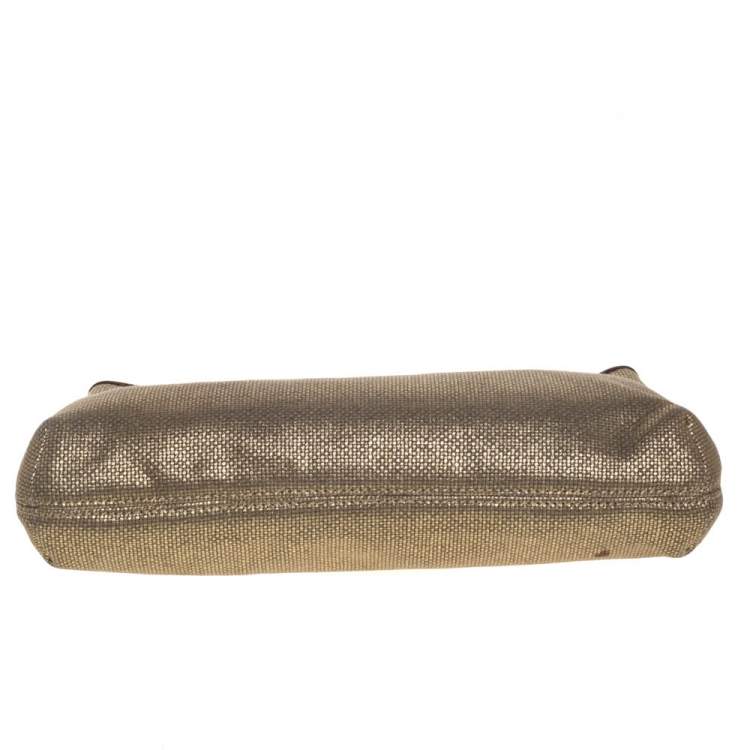 Pre Owned MICHAEL Michael Kors Gold Raffia Berkley Clutch