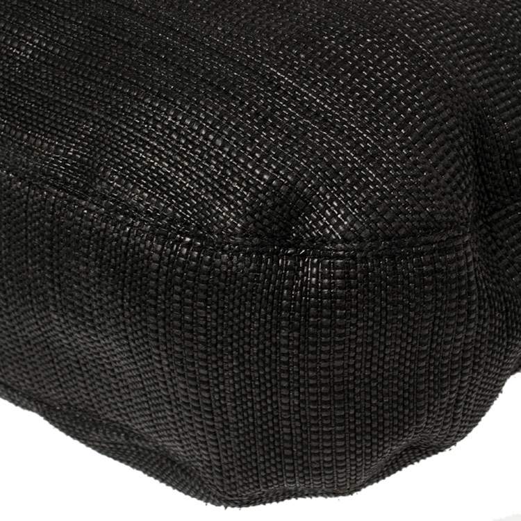 Pre Owned MICHAEL Michael Kors Black Straw And Leather Bennet Hobo