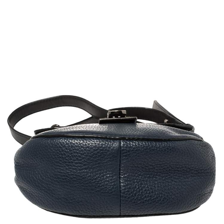 Pre Owned MICHAEL Michael Kors Blue/Black Patent and Leather Mini Cecelia Crossbody Bag