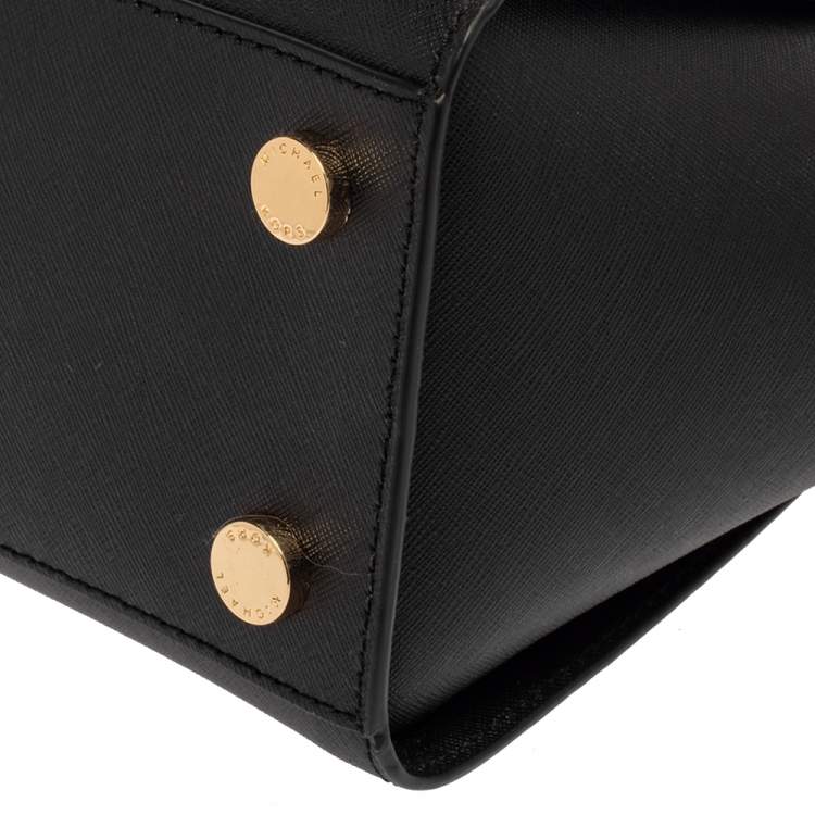 Pre Owned Michael Michael Kors Black Leather Medium Selma Satchel