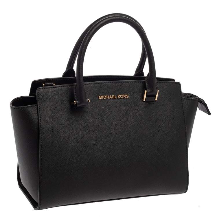 Pre Owned Michael Michael Kors Black Leather Medium Selma Satchel