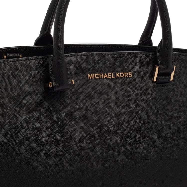 Pre Owned Michael Michael Kors Black Leather Medium Selma Satchel