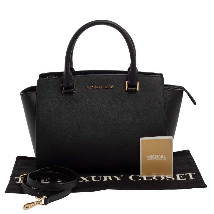Pre Owned Michael Michael Kors Black Leather Medium Selma Satchel