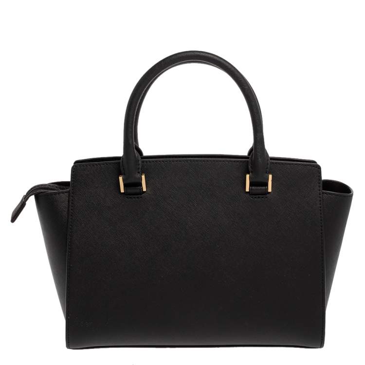 Pre Owned Michael Michael Kors Black Leather Medium Selma Satchel