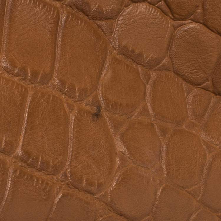 Pre Owned MICHAEL Michael Kors Brown Croc Embossed Leather Sloan Shoulder Bag