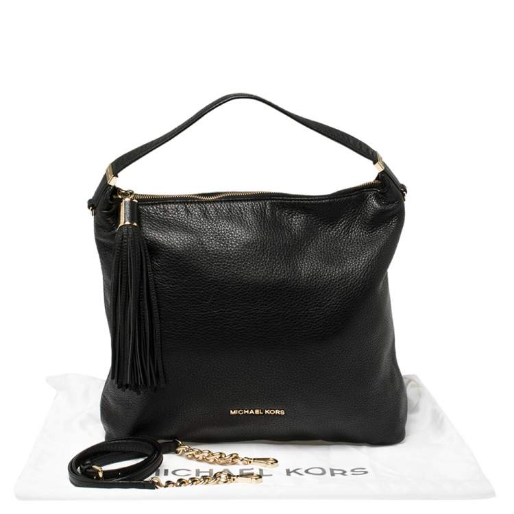 Pre Owned MICHAEL Michael Kors Black Leather Bedford Tassel Shoulder Bag