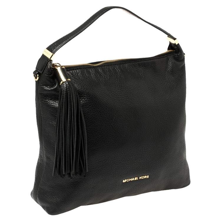 Pre Owned MICHAEL Michael Kors Black Leather Bedford Tassel Shoulder Bag