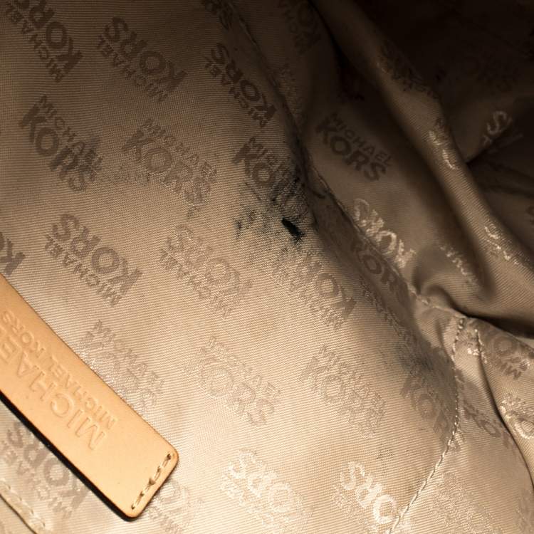 Pre Owned MICHAEL Michael Kors Burgundy/Beige Leather Medium Jet Set Top Zip Tote