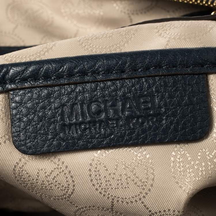 Pre Owned MICHAEL Michael Kors Navy Blue Leather Fulton Hobo