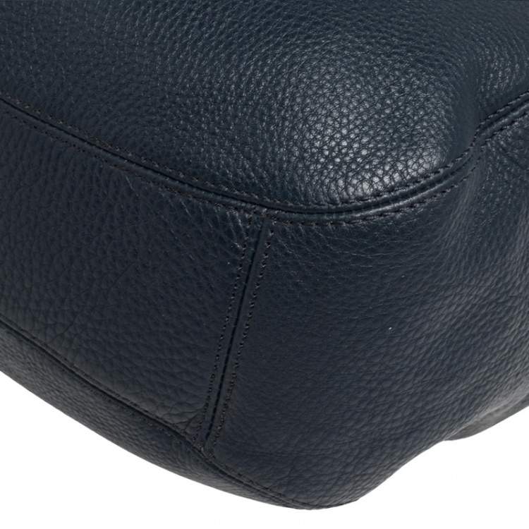 Pre Owned MICHAEL Michael Kors Navy Blue Leather Fulton Hobo