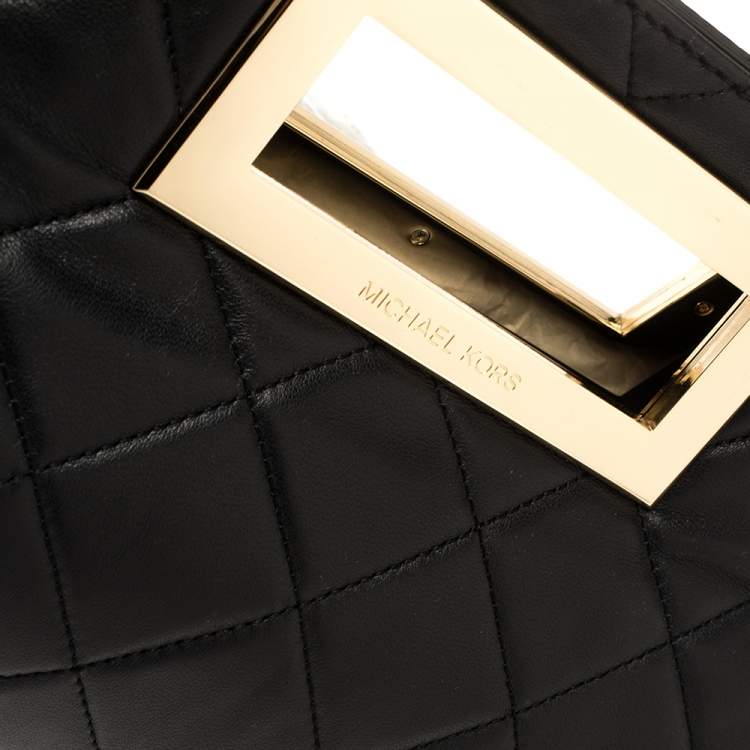 Pre Owned MICHAEL Michael Kors Black Quilted Leather Berkley Clutch
