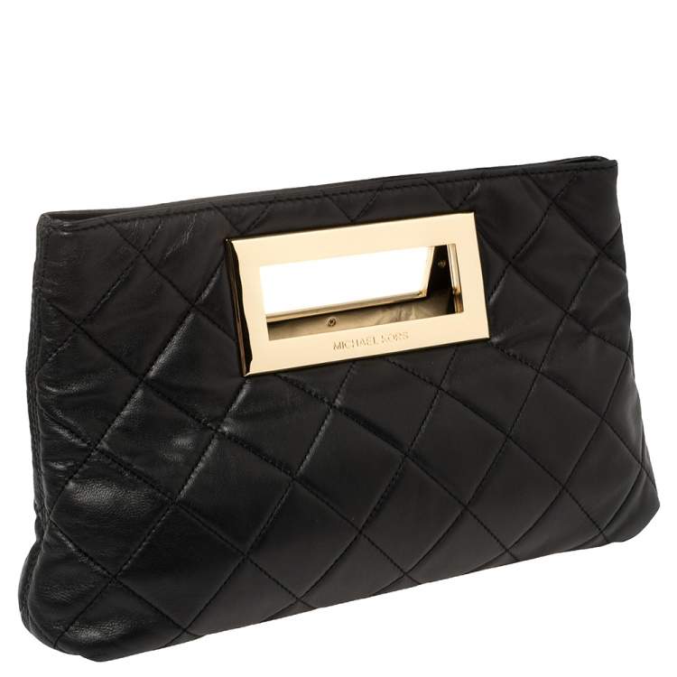 Pre Owned MICHAEL Michael Kors Black Quilted Leather Berkley Clutch