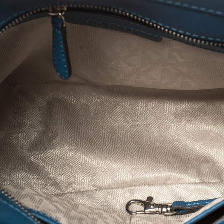 Pre Owned MICHAEL Michael Kors Two Tone Blue Saffiano Leather Dillon Tote