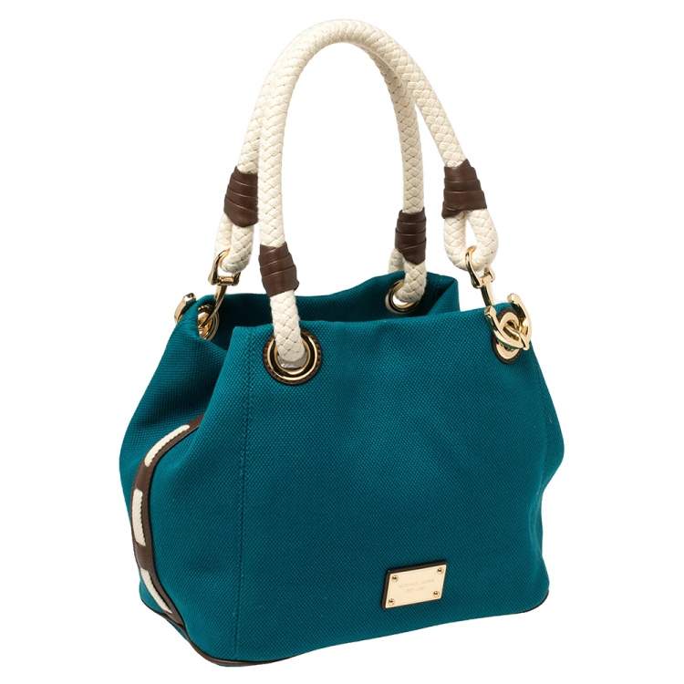 Pre Owned Michael Kors Blue Canvas Marina Grab Tote   