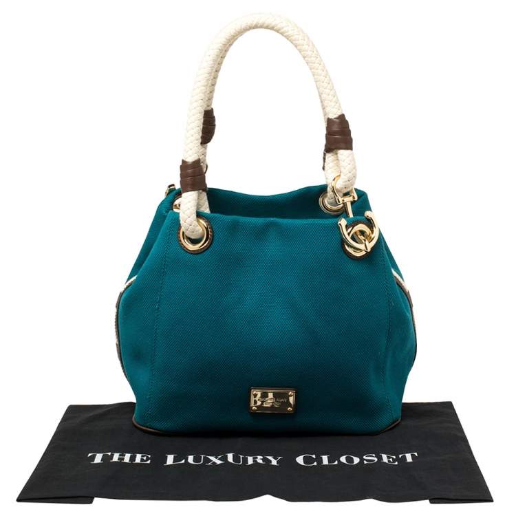 Pre Owned Michael Kors Blue Canvas Marina Grab Tote   