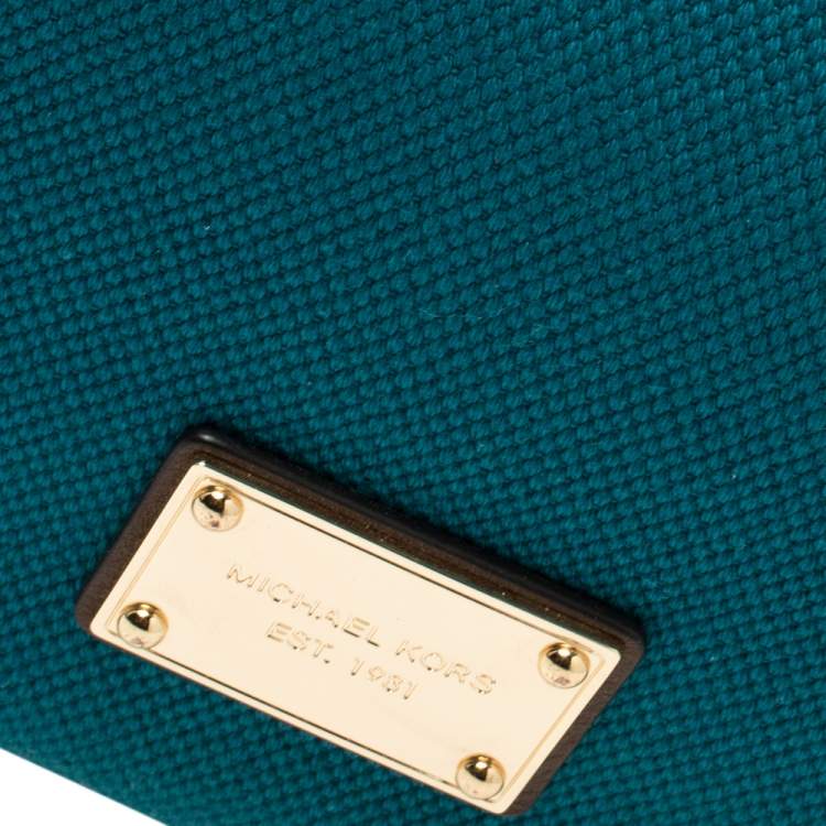Pre Owned Michael Kors Blue Canvas Marina Grab Tote   