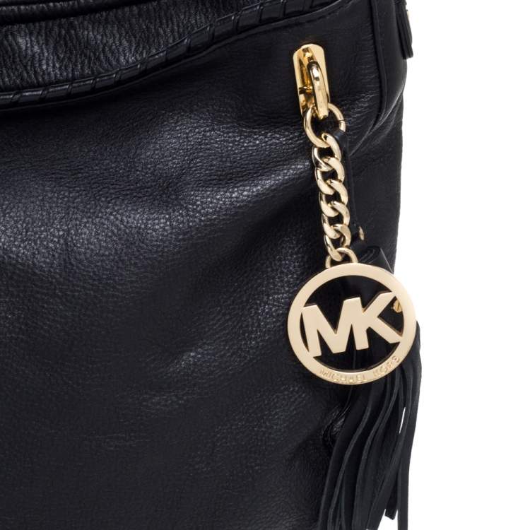 Pre Owned MICHAEL Michael Kors Black Leather Tassel Hobo 