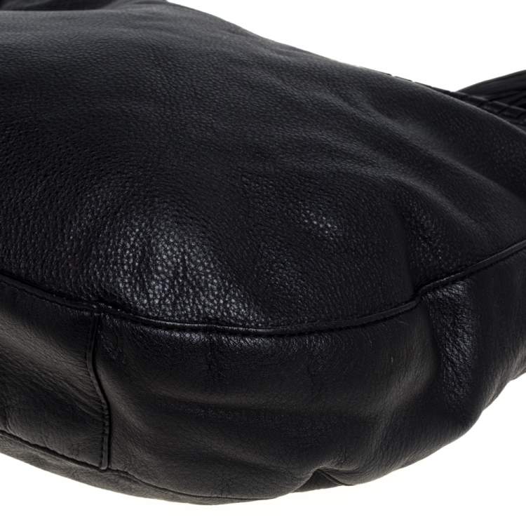 Pre Owned MICHAEL Michael Kors Black Leather Tassel Hobo 