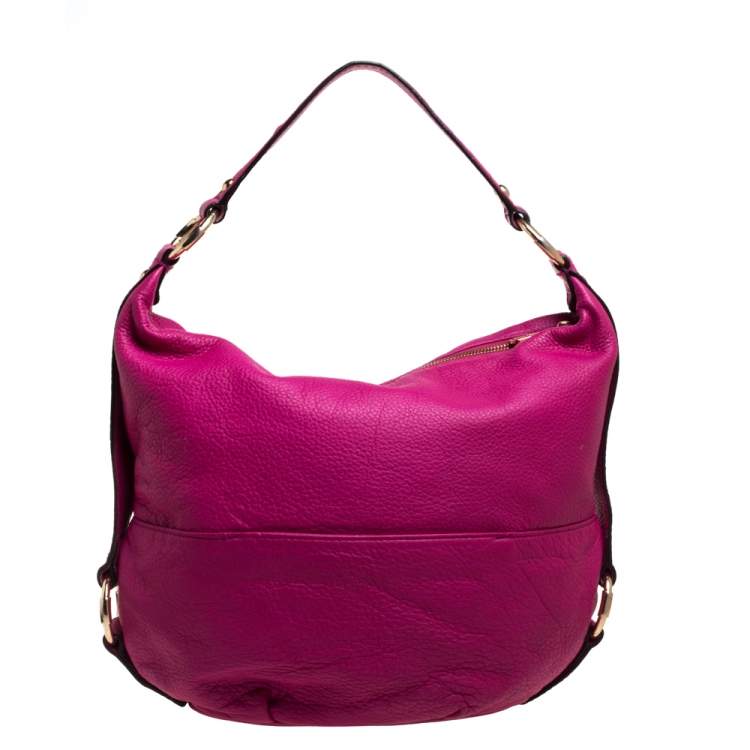Pre Owned MICHAEL Michael Kors Fuchsia Leather Fulton Hobo
