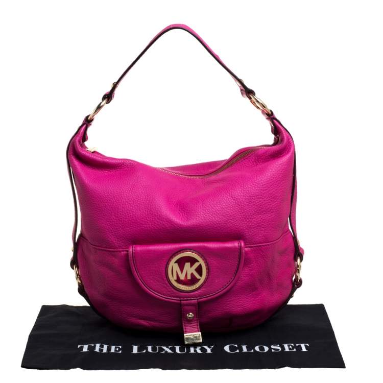 Pre Owned MICHAEL Michael Kors Fuchsia Leather Fulton Hobo