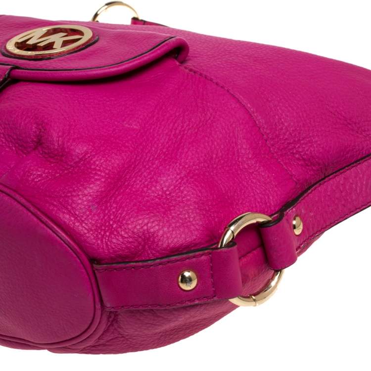 Pre Owned MICHAEL Michael Kors Fuchsia Leather Fulton Hobo