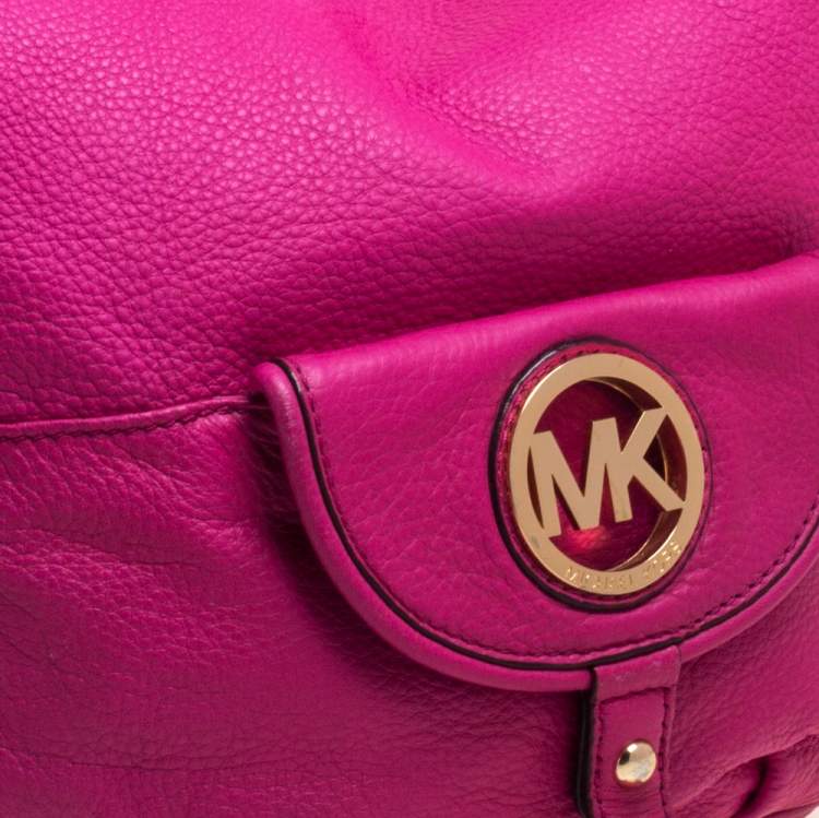 Pre Owned MICHAEL Michael Kors Fuchsia Leather Fulton Hobo
