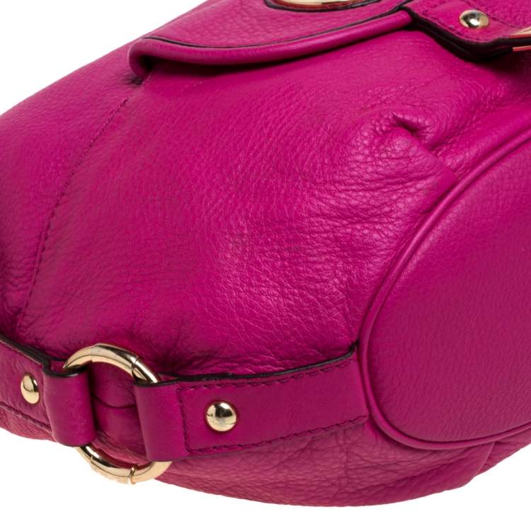 Pre Owned MICHAEL Michael Kors Fuchsia Leather Fulton Hobo