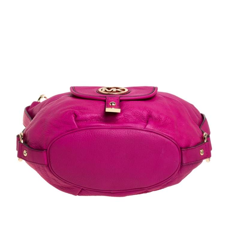 Pre Owned MICHAEL Michael Kors Fuchsia Leather Fulton Hobo