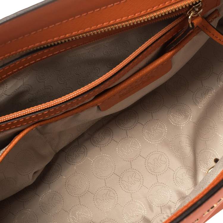 Pre Owned Michael Kors Orange Saffiano Leather Medium Selma Tote