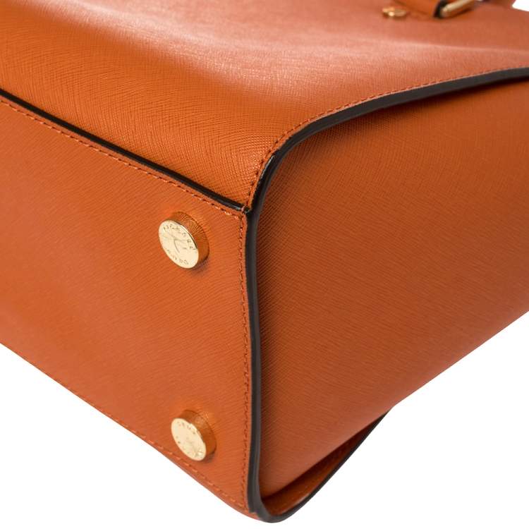 Pre Owned Michael Kors Orange Saffiano Leather Medium Selma Tote