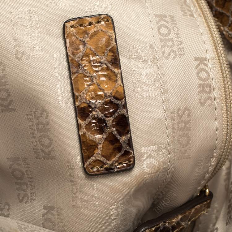 Pre Owned MICHAEL Michael Kors Brown Snakeskin Effect Leather Lilly Hobo