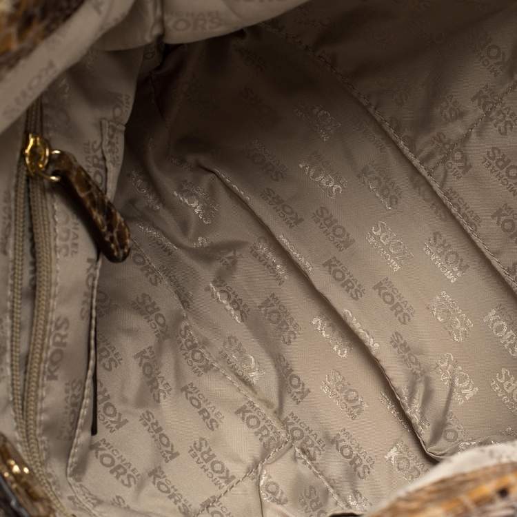 Pre Owned MICHAEL Michael Kors Brown Snakeskin Effect Leather Lilly Hobo