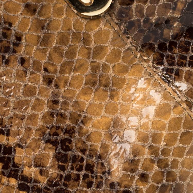 Pre Owned MICHAEL Michael Kors Brown Snakeskin Effect Leather Lilly Hobo