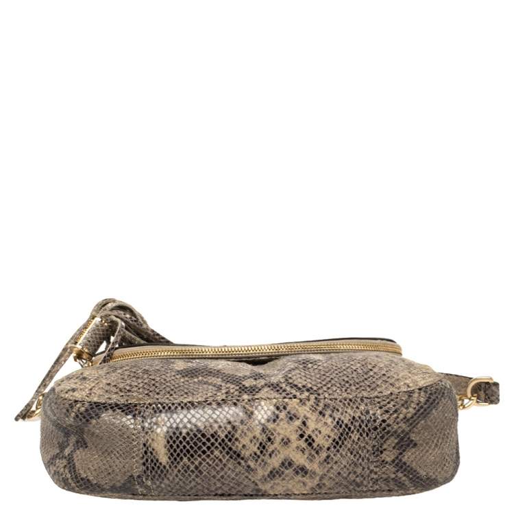Pre Owned MICHAEL Michael Kors Grey Python Embossed Leather Crossbody Bag