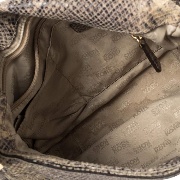 Pre Owned MICHAEL Michael Kors Grey Python Embossed Leather Crossbody Bag