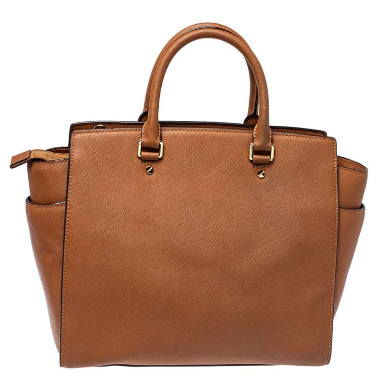 Pre Owned MICHAEL Michael Kors Brown Saffiano Leather Large Selma Tote
