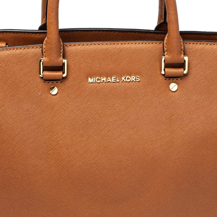 Pre Owned MICHAEL Michael Kors Brown Saffiano Leather Large Selma Tote