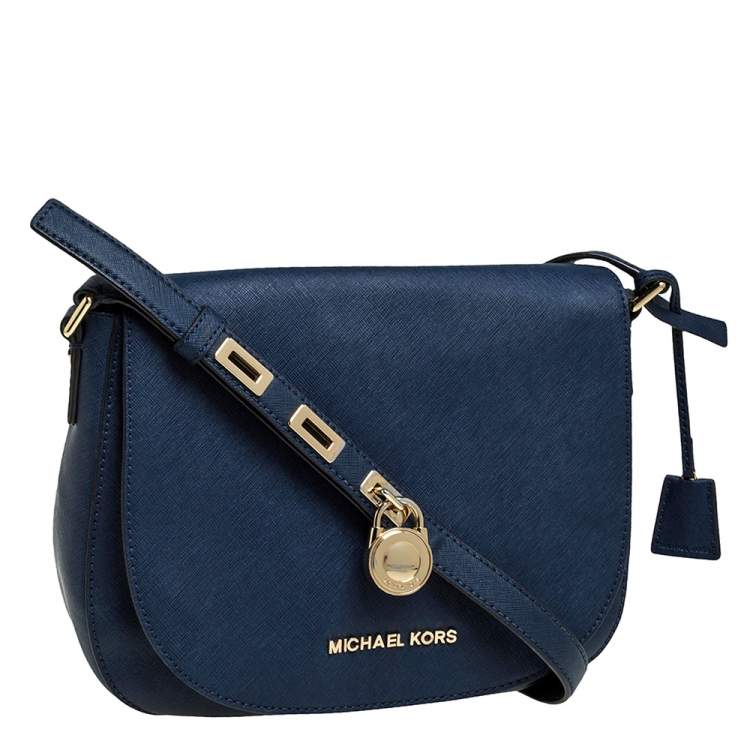 Pre Owned MICHAEL Michael Kors Blue Leather Large Hamilton Shoulder Bag
