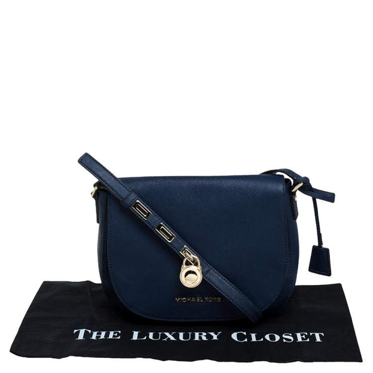Pre Owned MICHAEL Michael Kors Blue Leather Large Hamilton Shoulder Bag