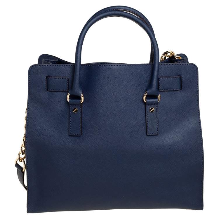 Pre Owned MICHAEL Michael Kors Blue Saffiano Leather Large Hamilton North South Tote